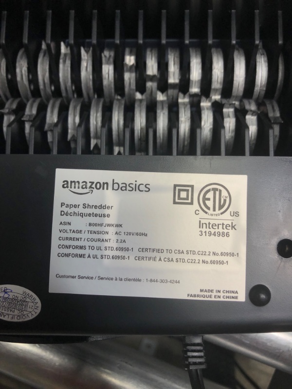 Photo 3 of Amazon Basics 6-Sheet Cross-Cut Paper and Credit Card Home Office Shredder (see notes)