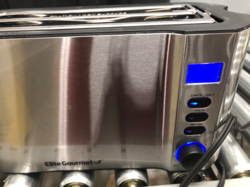 Photo 2 of Elite Gourmet ECT4400B Long Slot Toaster 6 Toast Settings, Slide Out Crumb Tray, Extra Wide Slots for Waffles, 4 Slice, Stainless Steel