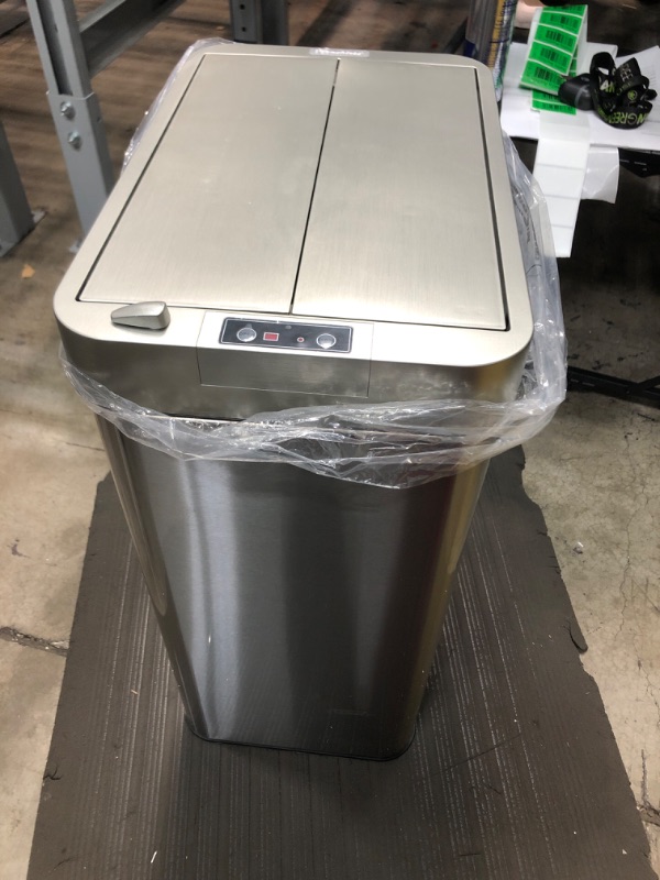 Photo 3 of iTouchless 13 Gallon Wings-Open Sensor Trash Can with AbsorbX Odor Filter and Pet-Proof Lid, Stainless Steel*charging cord missing *