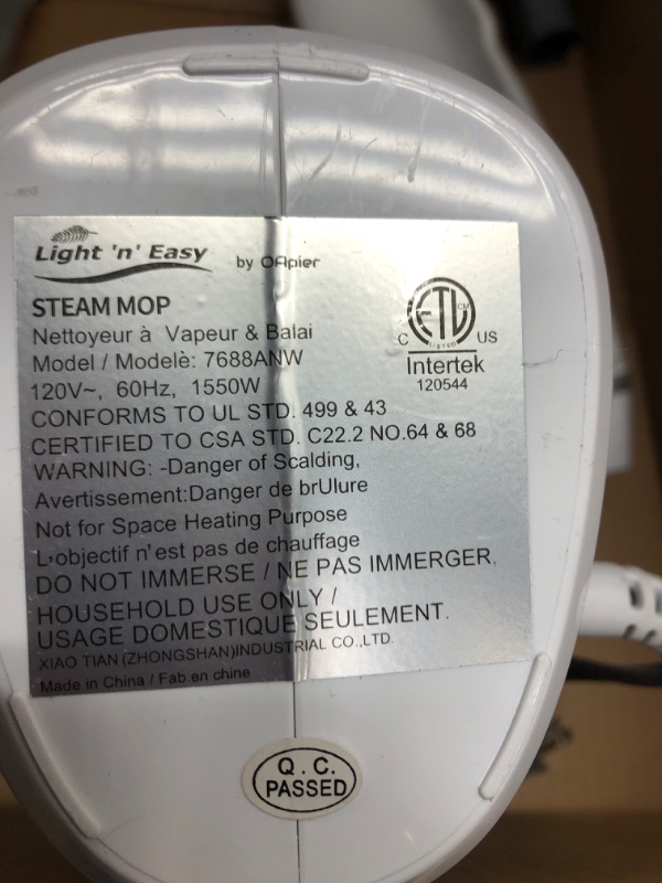 Photo 2 of ***PARTS ONLY*** LIGHT 'N' EASY Steam Mop, Floor Steamers
