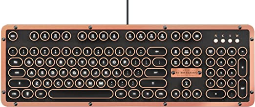 Photo 1 of Azio Retro Classic USB (Artisan) - Wired Vintage Backlit Leather Mechanical Keyboard for PC (MK-RETRO-L-03-US)
