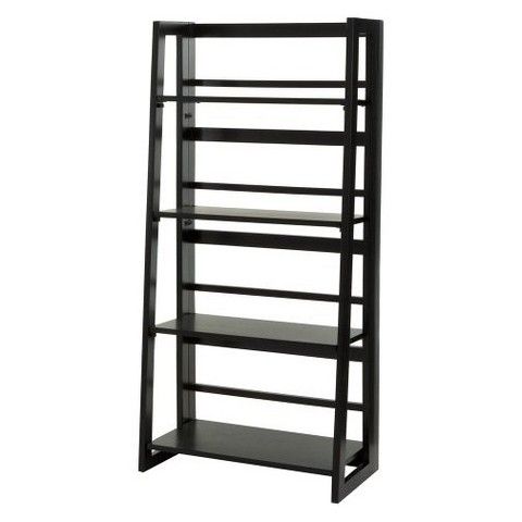 Photo 1 of 48" Dolce 4 Shelf Folding Bookshelf Black - Linon
