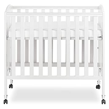 Photo 1 of Dream On Me 3 in 1 Portable Folding Stationary Side Crib in White, Greenguard Gold Certified, Mini Crib
