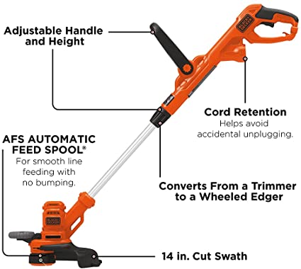 Photo 1 of BLACK+DECKER String Trimmer with Auto Feed, Electric, 6.5-Amp, 14-Inch (BESTA510)