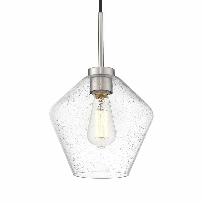 Photo 1 of Autelo Clear Seeded Pendant Light, Kitchen Hanging Light Fixture with Bubble Glass in Brushed Nickel for Dining Room H9003M ST
