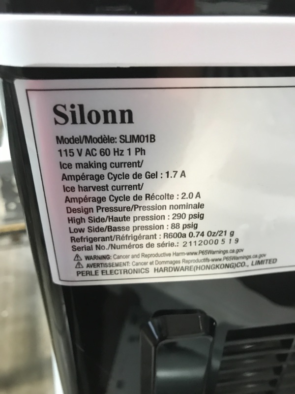 Photo 6 of **PARTS ONLY** Silonn Ice Makers Countertop, 9 Cubes Ready in 6 Mins, 26lbs in 24Hrs, Self-Cleaning Ice Machine with Ice Scoop and Basket, 2 Sizes of Bullet Ice for Home Kitchen Office Bar Party
