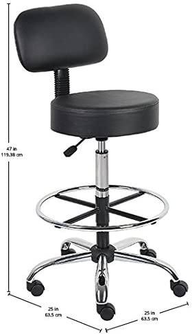 Photo 1 of Boss Office Products B16245-BK Be Well Medical Spa Drafting Stool with Back, Black
