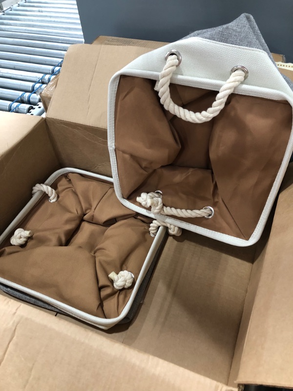 Photo 1 of 3 Pack Foldable Storage Bins, Grey and Cream (12" x 12")