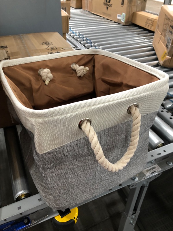 Photo 1 of 3 Pack Foldable Storage Bins, Grey and Cream (12" x 12")