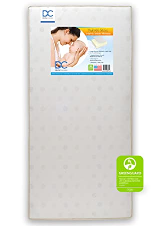 Photo 1 of Delta Children Twinkle Stars Fiber Core Crib and Toddler Mattress | Waterproof | Lightweight | GREENGUARD Gold Certified (Natural/Non-Toxic)