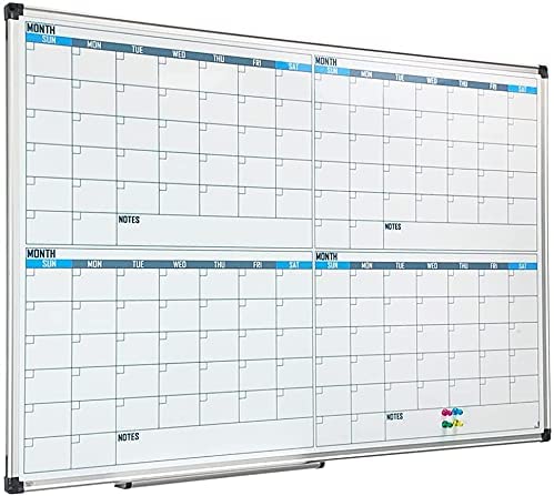 Photo 1 of XBoard Magnetic Calendar Whiteboard 36" x 24", 4 Months Calendar Dry Erase Board, Silver Aluminium Framed White Board Planner for Home School Office Organization
