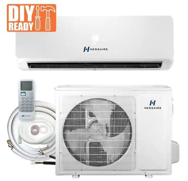 Photo 1 of Hessaire DIY 12,000 BTU 1-Ton Ductless Mini Split Air Conditioner and Heat Pump with Variable Speed Inverter and Remote, 208/230V