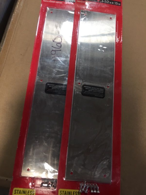 Photo 2 of 3-1/2 in. x 15 in. Stainless Steel Push Plate 2 Pack 