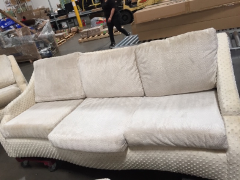 Photo 1 of 80" x40"x 33" beige/cream color fabric couch 