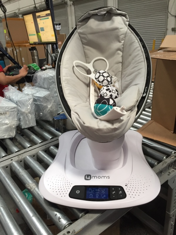 Photo 2 of 4moms mamaRoo 4 Multi-Motion Baby Swing, Bluetooth Baby Rocker with 5 Unique Motions, Cool Mesh Fabric, Silver
