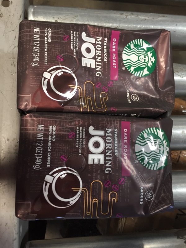 Photo 2 of *no refunds* exp: 04/17/2022 Starbucks Ground Coffee, Morning Joe, Dark Roast Coffee, Notes of Baking Chocolate & Dried Fruit, Ground 100% Arabica Coffee, 12-Ounce Bag (Pack of 2)
