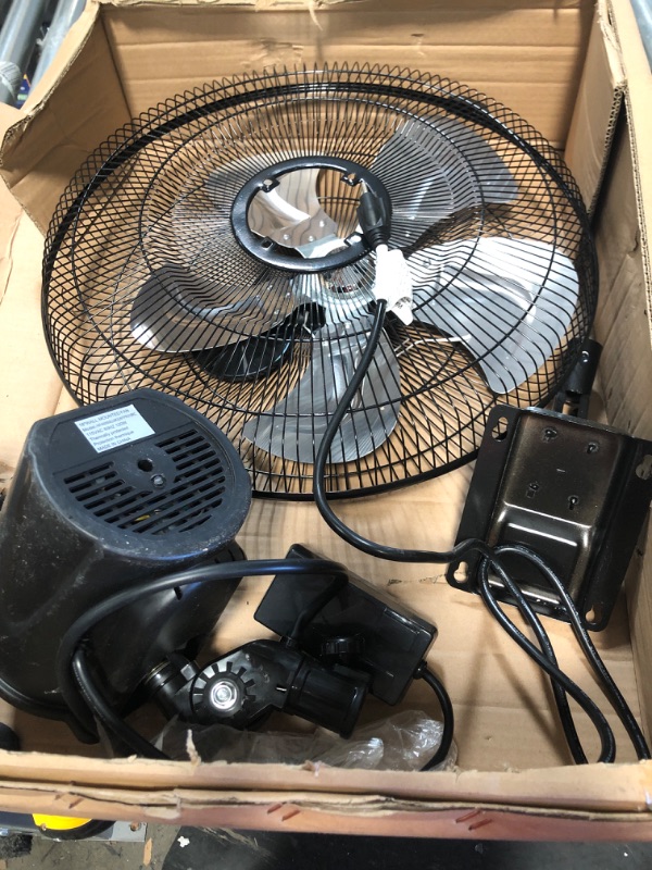 Photo 2 of *NONFUNCTIONAL* HealSmart 18 Inch Household Commercial Wall Mount Fan, 90 Degree Horizontal Oscillation, 5 Speed Settings, Black, 1-Pack
