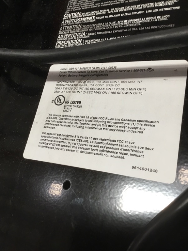 Photo 5 of Schumacher DSR131 DSR ProSeries 250 Amp(12V) 125 Amp(6V) 50 Amp 6V/12V Fully Automatic Pro Smart Battery Charger with Engine Starter, Boost, and Maintainer