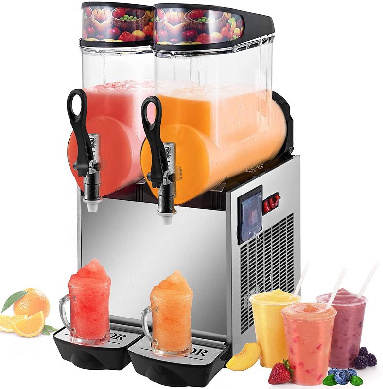 Photo 1 of VEVOR 110V Slushy Machine 24L Double Bowl Frozen Drink 700W Stainless Steel