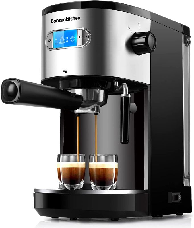 Photo 1 of Espresso Machine 20 Bar Coffee Machine with Milk Frother Wand, 1350W High Performance No-Leaking 1.25L Removable Water Tank