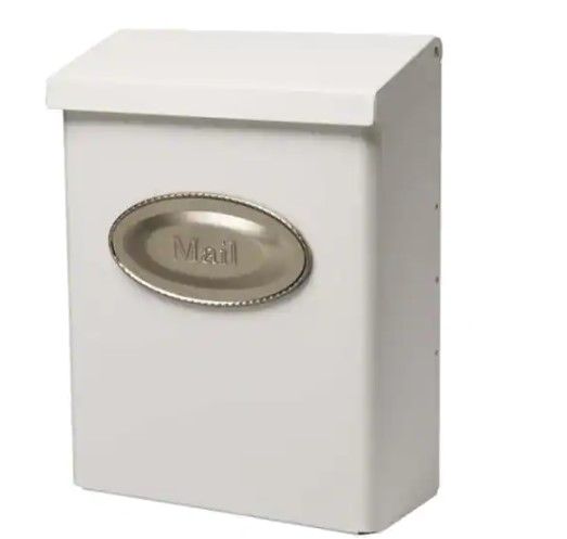 Photo 1 of 
Gibraltar Mailboxes
Designer White with Satin Nickel, Medium, Steel, Locking, Wall Mount Mailbox