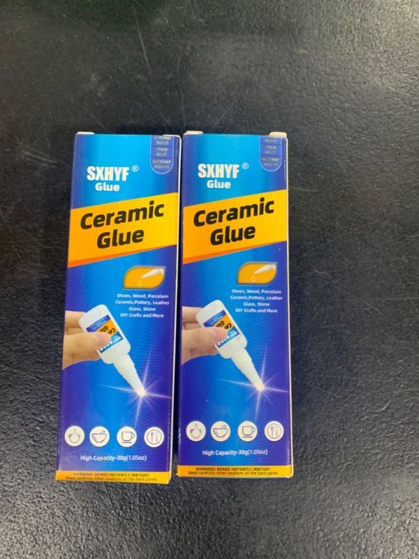 Photo 2 of 2 PACK Sxhyf Ceramic Glue - 30g Ceramic Repair Glue, Instant Bonding, Strong Adhesion, Repairs Last a Long Time, for Pottery, Porcelain, DIY Craft, Glass, Metal, Plastic, Wood Furniture, Leather, Sxhyf-G002