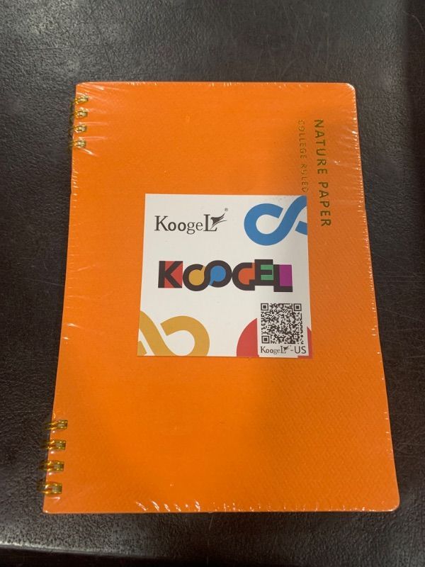 Photo 2 of Koogel College Ruled Spiral Notebook, A5 Notepad for Women with Orange Waterproof Cover 80 Sheets/160 Pages for School Office Artist Drawing