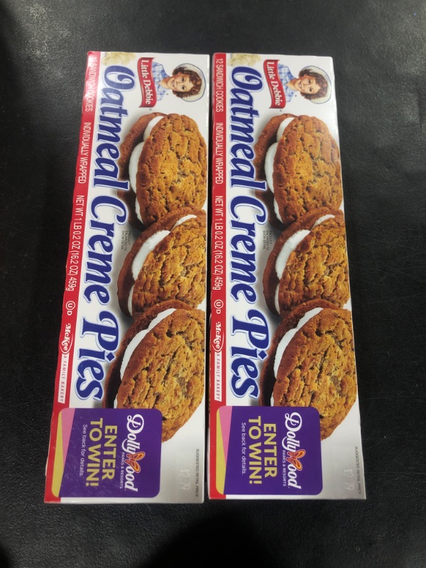 Photo 2 of  2 PACK Little Debbie Oatmeal Crème Pies, 12 Individually Wrapped Sandwich Cookies, 16.2 OZ Box BB 11.10.24