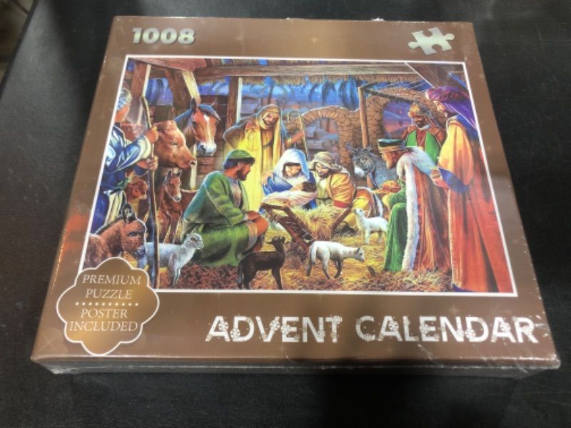 Photo 1 of Advent Calendar Nativity Jigsaw Puzzle - 1008 PCS Nativity in The Manger Jesus Christmas Puzzle 24 Day Countdown Christmas Nativity Scene Jigsaw Puzzle Game Decorat for Kids Adults
