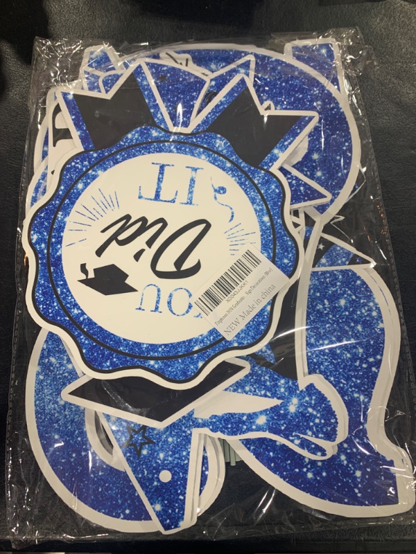 Photo 1 of Graduation Decorations Class Of 2024 Graduation Yard Sign, 8Pcs Waterproof Blue Graduation Yard Signs, Congrats Grad Decorations Garden Stakes Sign for High School College Graduation Party, Outdoor Lawn Decor