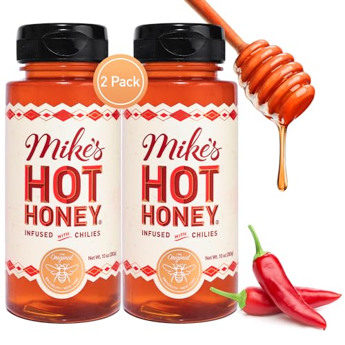 Photo 1 of Mike's Hot Honey, America's #1 Brand of Hot Honey, Spicy Honey, All Natural 100% Pure Honey Infused with Chili Peppers, Gluten-Free, Paleo-Friendly (10oz Bottle, 1 Pack) 10 Ounce (Pack of 2) BB 06.21.29