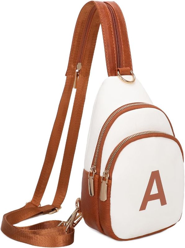 Photo 1 of THAKSENY Crossbody Bag Shoulder Backpack Small Waist Packs With Zippered Straps Sling Bag for Gift (White A) 