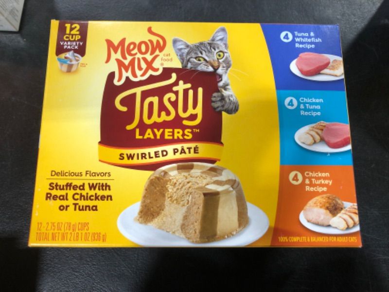 Photo 2 of Meow Mix Tasty Layers with Fish,Turkey,Chicken and Tuna Wet Cat Food Variety Pack - 2.75oz BB 12.02.24