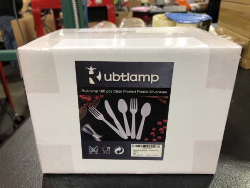 Photo 2 of Rubtlamp 180Pcs Matt White Plastic Silverware, Disposable White Utensils,Plastic Forks and Spoons Plastic Cutlery, Plastic Silverware Heavy Duty Include 60Forks,60Spoons,60Knives,Plastic Flatware Set