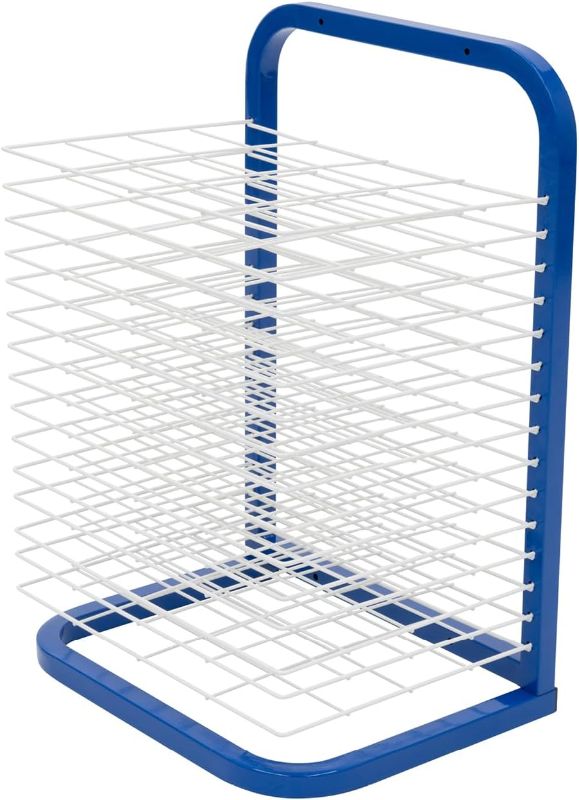 Photo 1 of Pearington Tabletop or Wall Mount 15-Shelf Art Drying Rack, Heavy-Duty Steel Space-Saving Art Rack for Classrooms and Art Studios, Blue