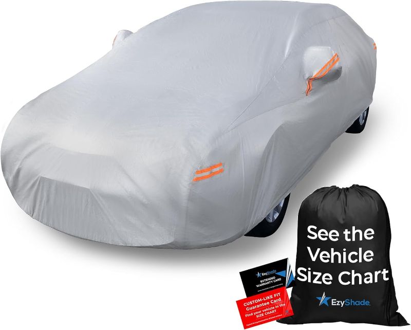 Photo 1 of EzyShade 10-Layer Car Cover Waterproof All Weather - See Vehicle Size-Chart - Car Covers for Automobiles & Car Snow Cover - Full Exterior Covers - Winter Rain Sun SUV Sedan. Size A4 (See Size Chart)
