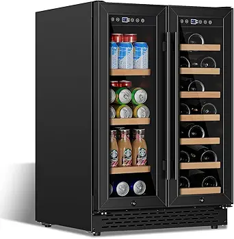 Photo 1 of (**STOCK PHOTO NOT EXACT MODEL!!!**) Wine & Beverage Refrigerator 24'' - Dual Zone Beverage Fridge with Upgraded Compressor Cooling,32 Bottles & 88 Cans Large Capacity
