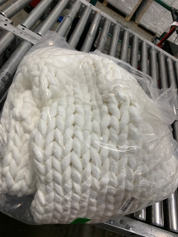 View 2 of YnM Velvet Weighted Blanket, Handmade Chunky Knitted Design, Soft and Cozy, Temperature Regulating and Breathable, Machine Washable Throw for Sleep or Home Decor (White, 50x60 Inch, 10lbs)