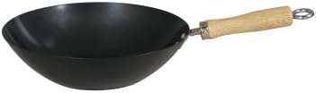 Photo 1 of Non Stick Carbon Steel Wok With Wood Handle 30cm/12-inch, Black