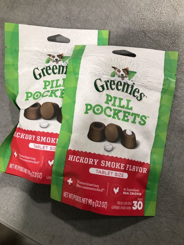 Photo 2 of Greenies Pill Pockets Canine Hickory Smoke Flavor Dog Treats PACK OF 2 