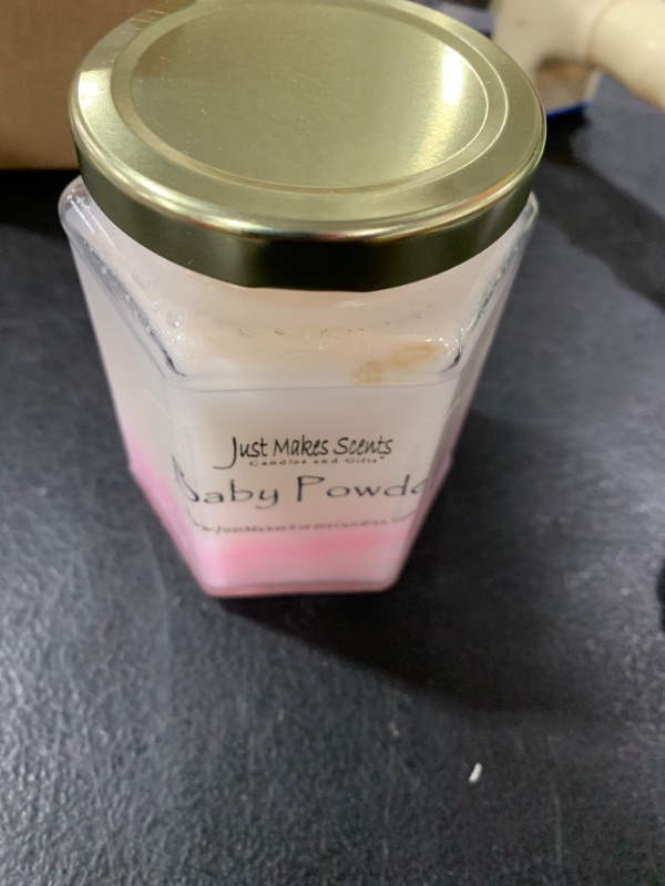 Photo 2 of Baby Powder Scented Blended Soy Candle - Pink | Hand Poured in The USA by Just Makes Scents