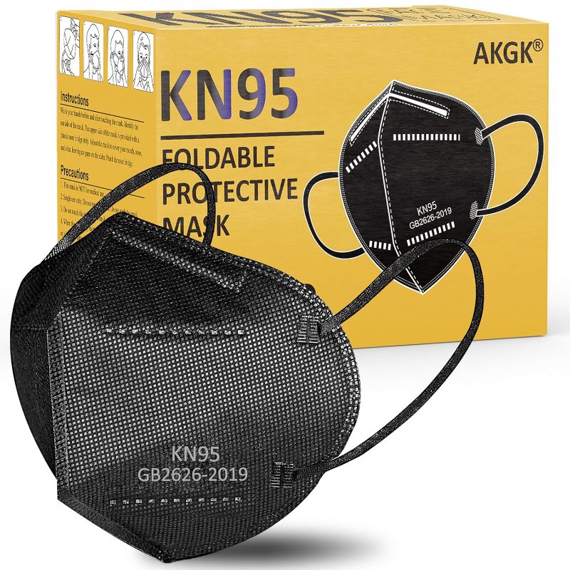 Photo 1 of akgk KN95 Face Mask 50 PCS, Breathable Protection Masks, Individually Wrapped, 5-Ply KN95 Black Masks, Cup Dust Safety Masks
