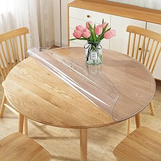 Photo 1 of  Dia Crystal Clear Round Table Top Protector Plastic Cover Circle Tablecloth for Coffee Dining Conference Tabletop Wipeable Protective Office Desk Side Beside Vinyl Table Pad Mat
