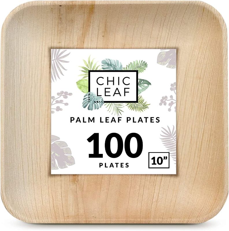 Photo 1 of Chic Leaf Palm Leaf Plates Disposable Bamboo Plates Like 10 Inch Square Bulk Pack (150 ct)
