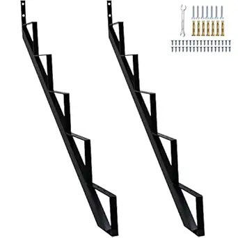 Photo 1 of Steel Stair Stringer 5 Step, Metal Stair Stringers for Deck Height 42 inches, Steel Stair Step Riser for Outside Stairs (2Pack)