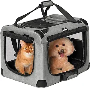 Photo 1 of Extra Large Cat Carrier for 2 Cats, Collapsible Soft Sided Cat Dog Pet Carrier with Storage Pockets, 3-Door Cat Crate for Large Cats, Travel Cat Carrier for Indoor, Outdoor, 24"×16"×16"
