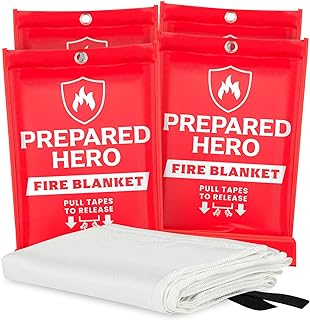 Photo 1 of Prepared Hero Emergency Fire Blanket - 4 Pack - Fire Suppression Blanket for Kitchen, 40” x 40” Fire Blanket for Home, Fiberglass Fire Blanket
