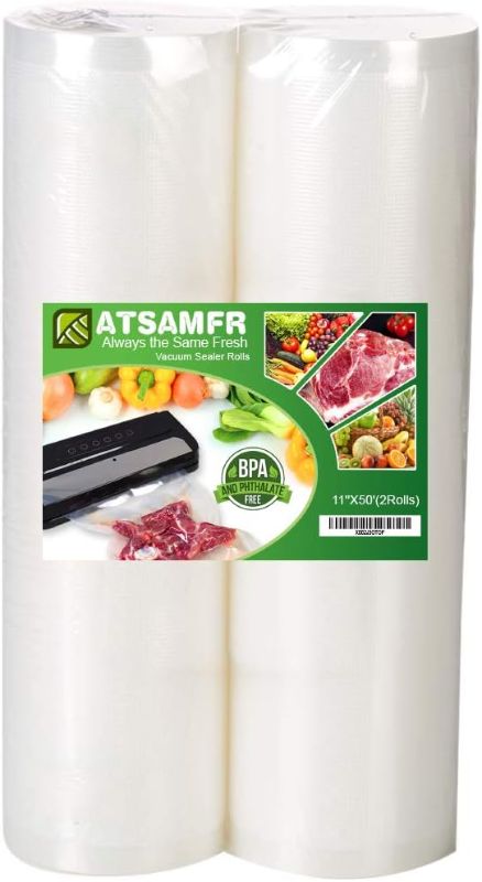 Photo 1 of 11x50 Rolls 2 Pack Vacuum Sealer Bags Rolls with BPA Free,Heavy Duty,Great for Vac Storage or Sous Vide Cooking
