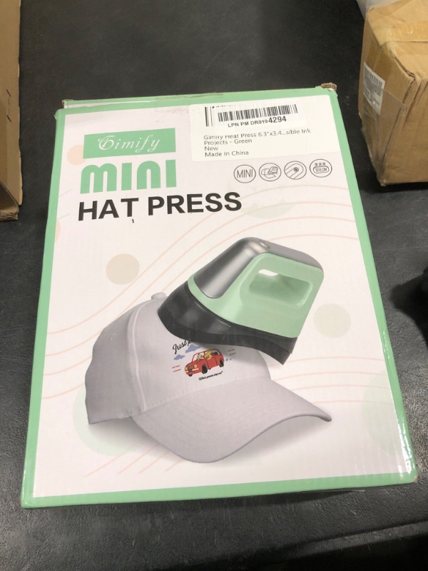 Photo 1 of Gimify Heat Press 6.3"x3.4" Ceramic-Coated Heat Plate, 3 Heating Levels Hat Heat Press Curved with Safety Base & Auto-Off Feature, Portable for Sublimation, HTV, DTF & Infusible Ink Projects - Green