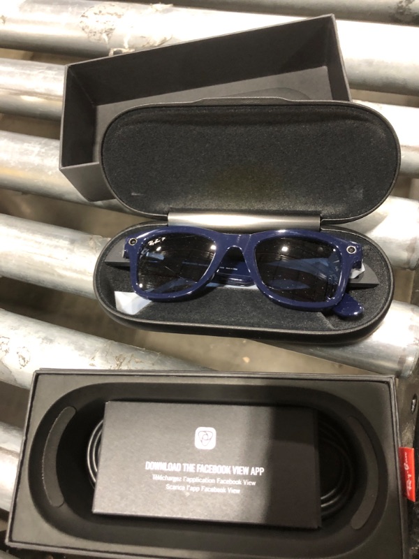 Photo 2 of Ray-Ban Stories | Wayfarer Square Smart Glasses, Shiny Blue/Dark Blue Polarized, 50 mm